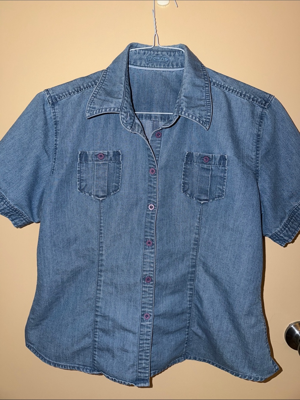 Vintage Riders by Lee Short-Sleeve Light Wash Denim Button-Up Shirt